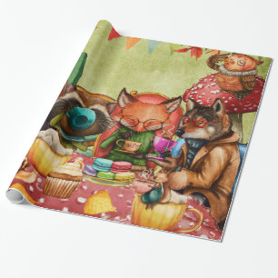 Teatime im Wald mit Waldfreunden Geschenkpapier