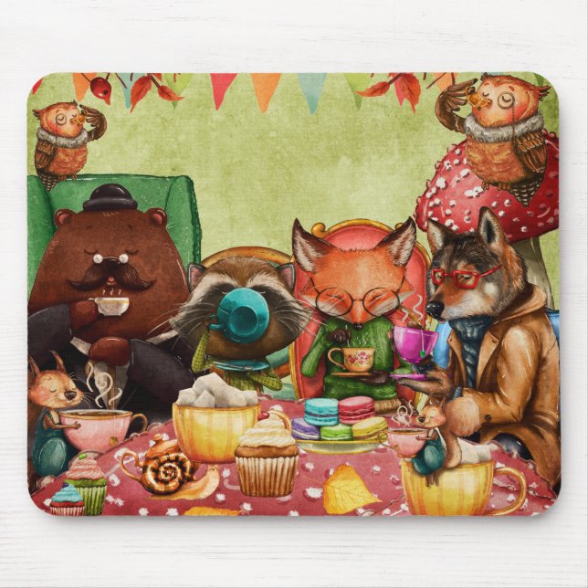 Teatime im Wald mit Waldfreunden Mousepad (Vorne)