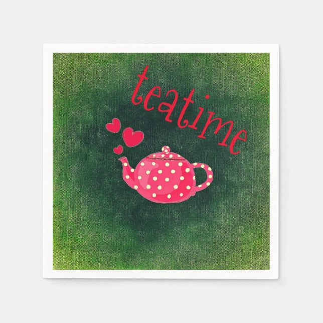 Teatime Pink Tea Pot Serviette (Vorderseite)