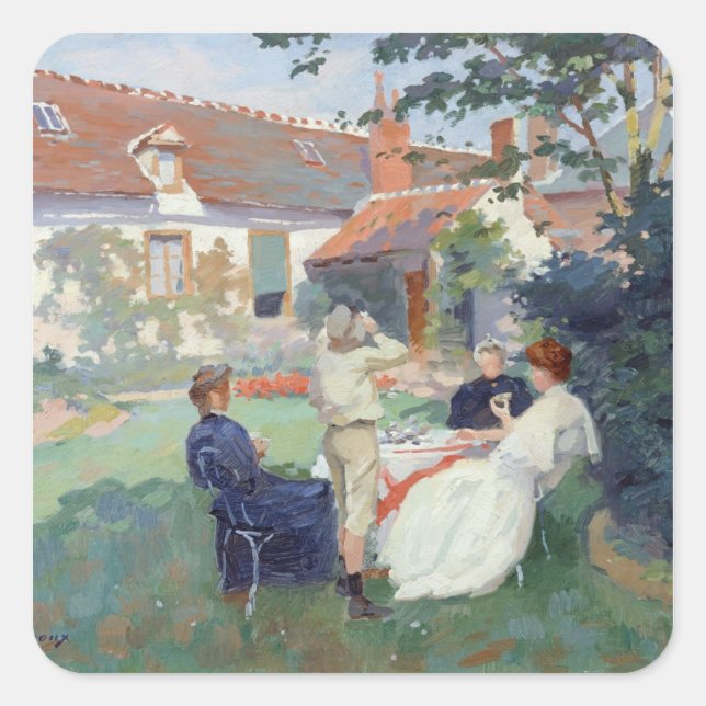Teatime Quadratischer Aufkleber (Vorderseite)