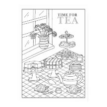 Teatime Tee Party Quaint DIY Coloring Poster