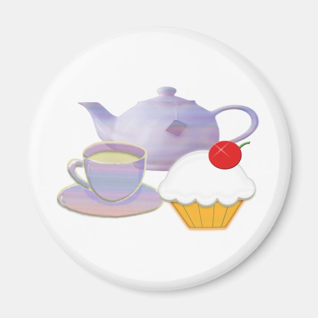 Teatime und Kirschkuchen Kunstgeschenke Magnet (Vorne)