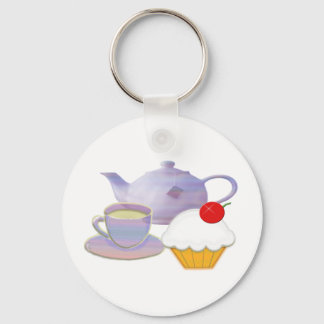 Teatime und Kirschkuchen Kunstgeschenke Schlüsselanhänger