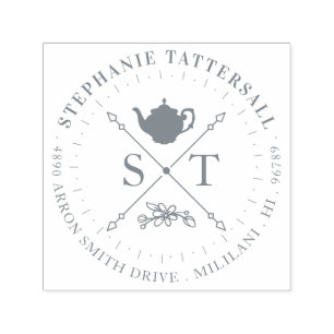 Teatime-Vintages Teekanne-Monogramm-u. Permastempel