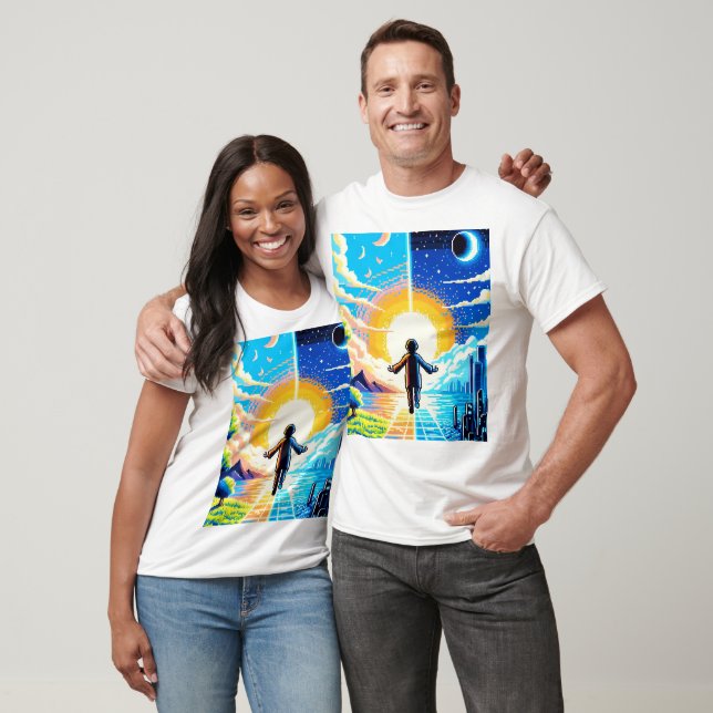 Tech and Nature Harmony - 8-Bit Pixel Art T-Shirt (Unisex)