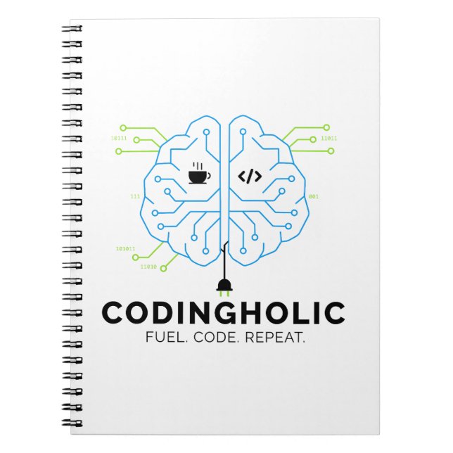 Tech Brain Code-Notizbuch für Programmierer Notizblock (Vorderseite)