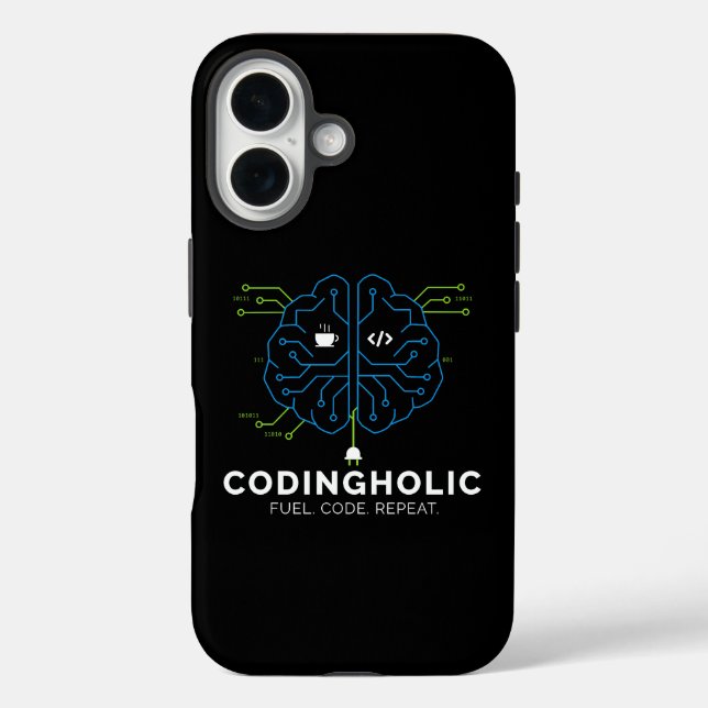 Tech Brain Coding Für Programmierer & Coder iPhone 16 Hülle (Rückseite)