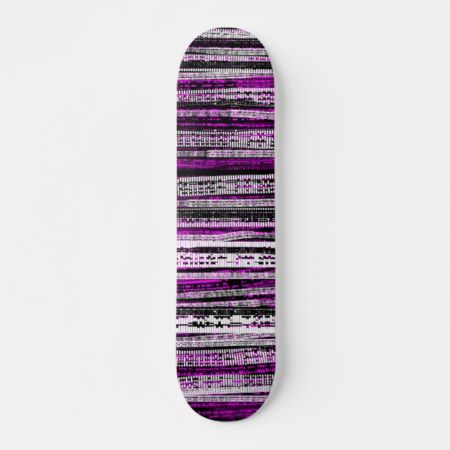 Tech Decode - Schwarz und Weiß auf Magenta Skateboard (Vorne)