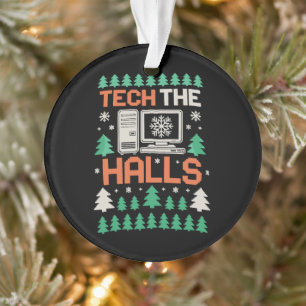 Tech Die Hallen Hässliches Computer Festliches Wei Ornament