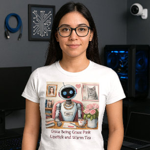 Tech Girls AI Robot Pink Sparkle T-Shirt