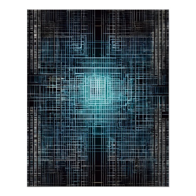 Tech Grid: Sleek Digital Art Poster (Vorderseite)