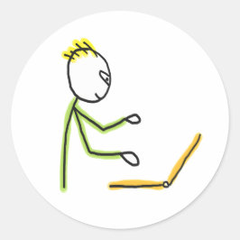 Tech Guy Stickman Runder Aufkleber