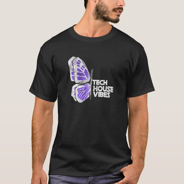Tech House Deep House Techno Butterfly T-Shirt (Vorderseite)