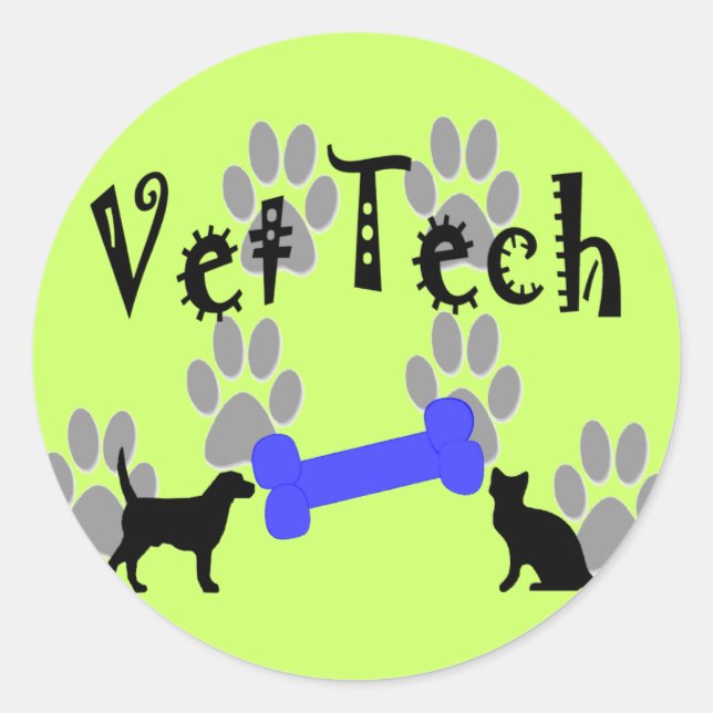 TECH mit Hundeknochen Runder Aufkleber (Vorderseite)