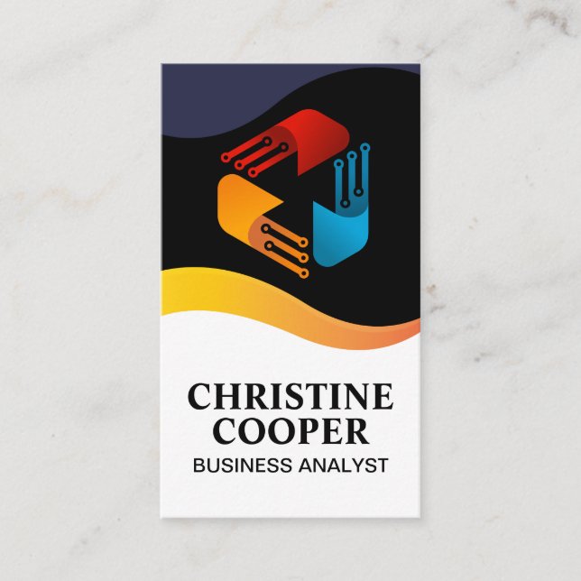 Tech Modern Logo | Elektronische Knoten Visitenkarte (Vorderseite)