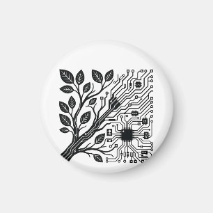 Tech-Natur-Fusion Minimalistische Schaltkreis-Zwei Magnet