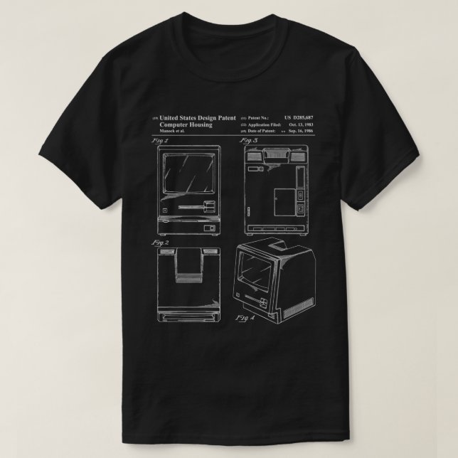 Tech Nerd Geschenk Retro Personal Computer Patent  T-Shirt (Design vorne)
