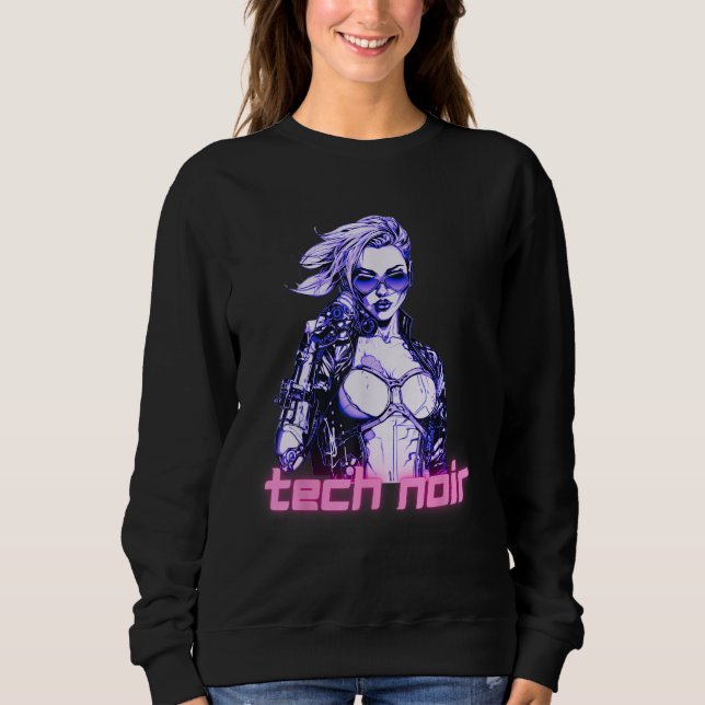 Tech Noir Cyberpunk Girl Sweatshirt (Vorderseite)