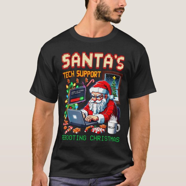 Tech Pixel Support Santa's Rebooting T-Shirt (Vorderseite)