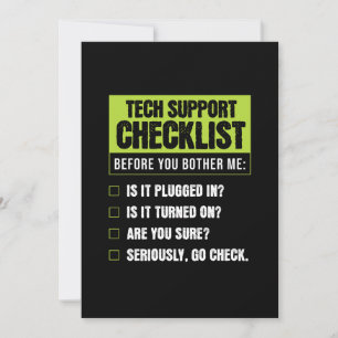 Tech-Support-Humor-Checkliste für alltägliche Prob Feiertagskarte