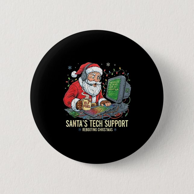 Tech Support Rebooting s Computer Santa Santa Humo Button (Vorderseite)