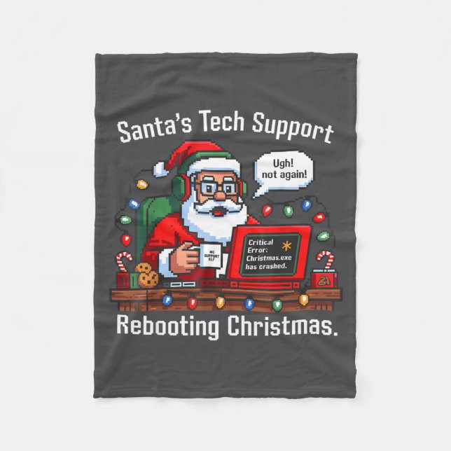 Tech Support s Santa Rebooting Meme Fleecedecke (Vorderseite)