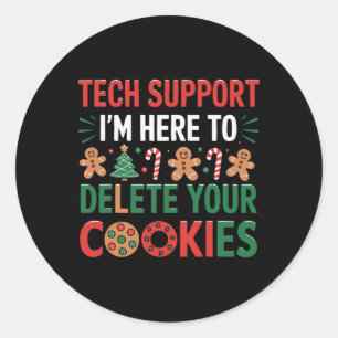 Tech-Support-Weihnachtskekse Frauen Männer Lustige Runder Aufkleber