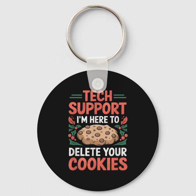 Tech Suprt Christmas Helpdesk Computer Geek Cookie Schlüsselanhänger (Vorderseite)