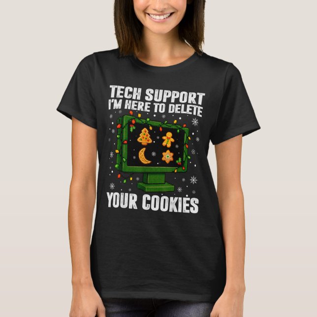 Tech Suprt Delete Your Cookies Men Ugly Christmas  T-Shirt (Vorderseite)