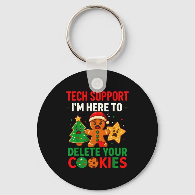 Tech Suprt Here To Delete Cookies Christmas Men Wo Schlüsselanhänger (Vorderseite)
