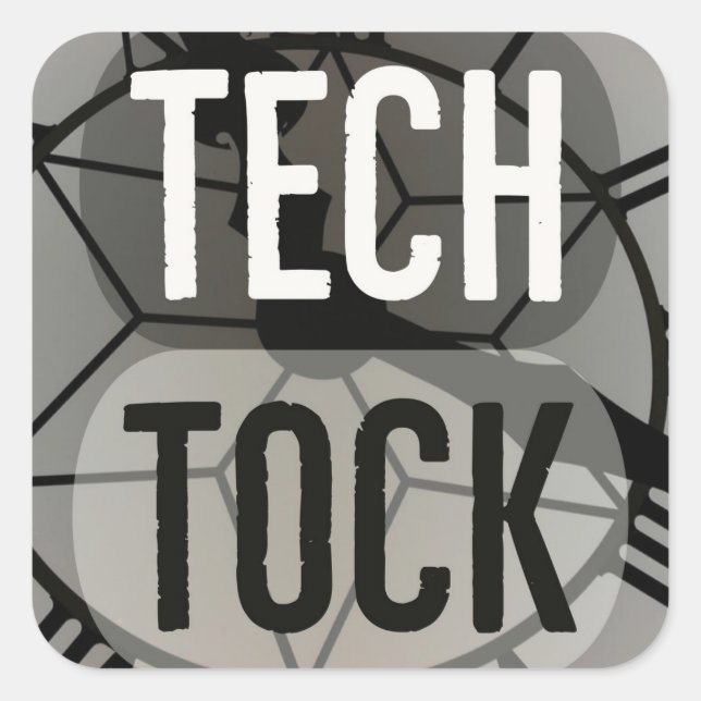 Tech Tock Quadratischer Aufkleber (Vorderseite)