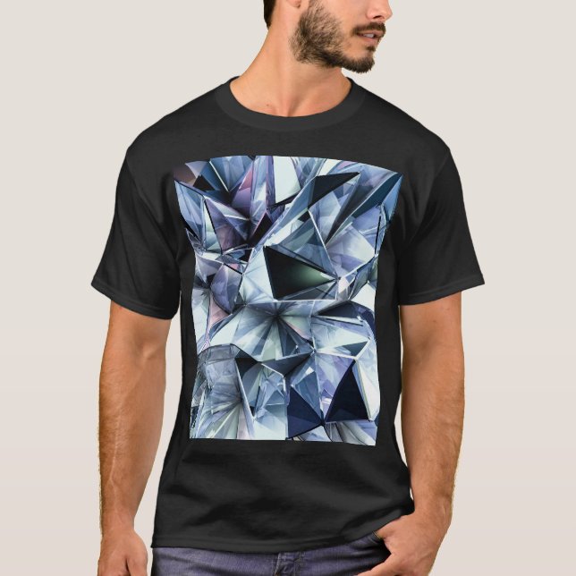 Tech Triangle Crystal: 3D-Hintergrund T-Shirt (Vorderseite)