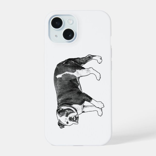 Tech-Wächter, Bulldog Dot Case iPhone 15 Hülle (Rückseite)