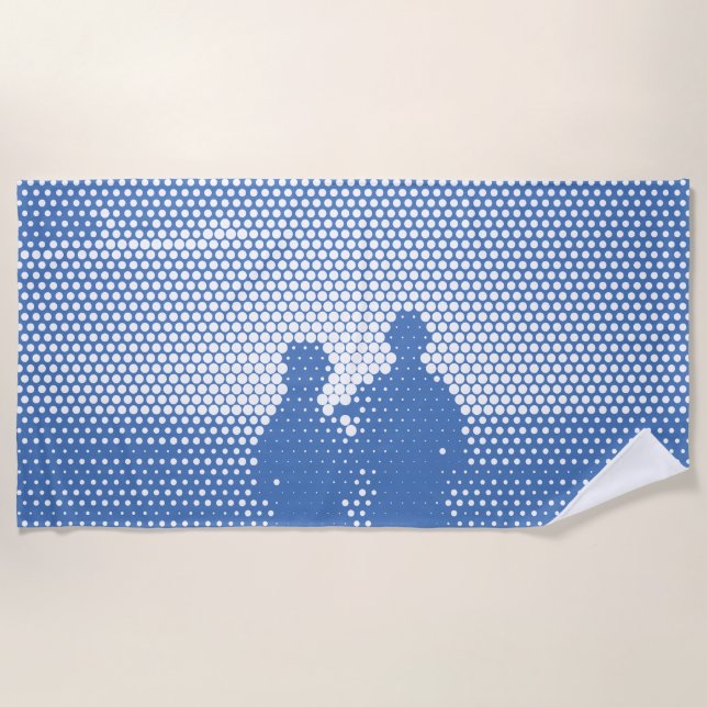 Tech White&Blue Halftone Effekt Couple on Beach Strandtuch (Vorderseite)