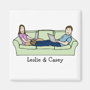 Techie Paare - personalisierter Cartoon Magnet