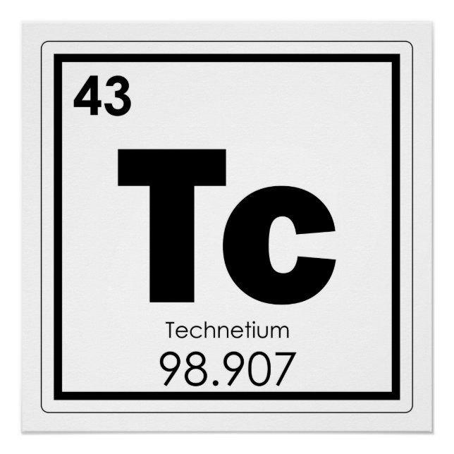 Technetium-Symbol für chemische Elemente Poster (Vorderseite)