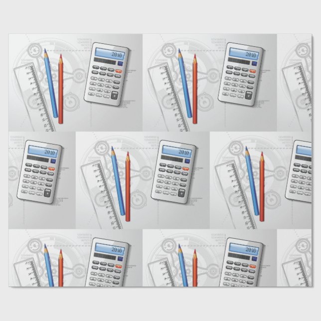 Technical Drawing Office Supplies Geschenkpapier (Flach)