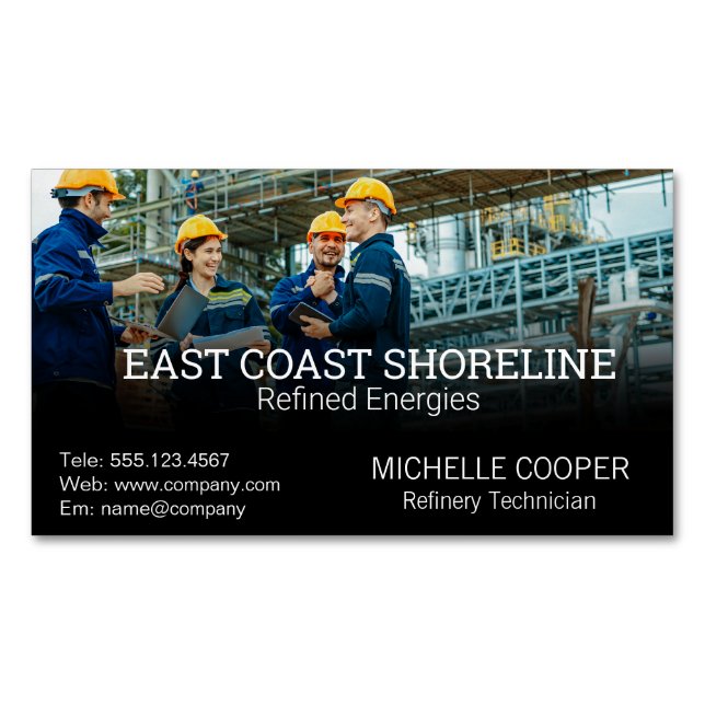Technician Engineers | Oil Refinery Magnetische Visitenkarte (Vorderseite)