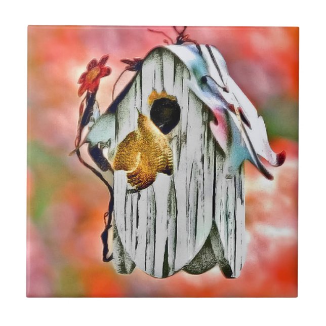 Technicolor Birdhouse Fliese (Vorderseite)