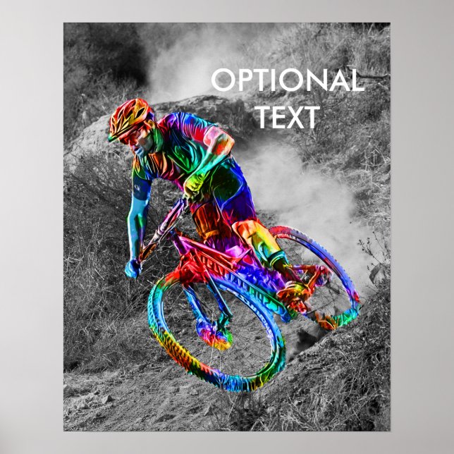 Technicolor Mountain Biker Reiten Poster (Vorne)