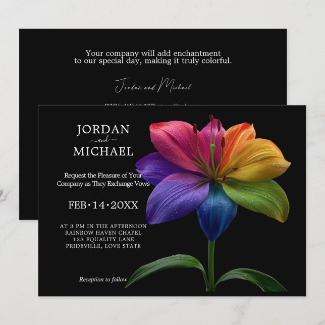 🌈 Technicolor Vows Wedding Einladung (Vorne/Hinten)