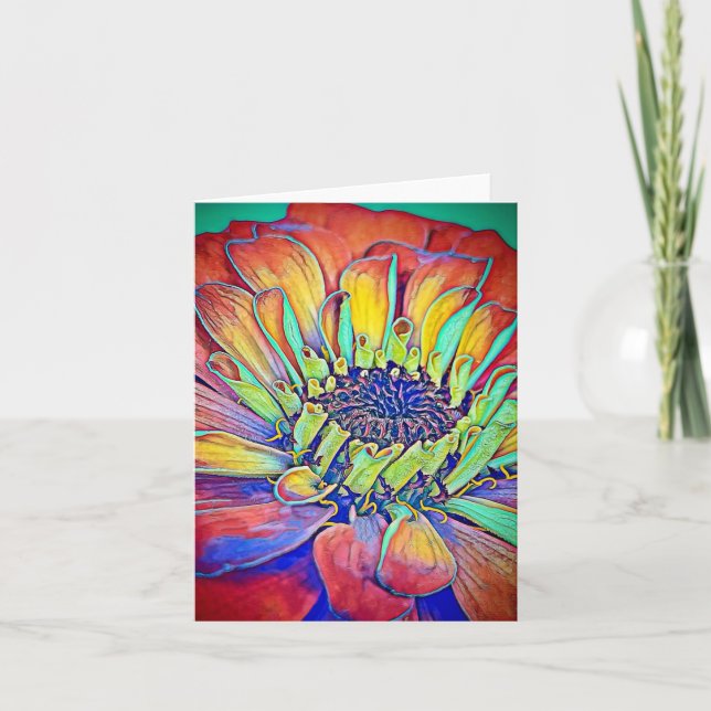 Technicolor Zinnia Card Dankeskarte (Vorderseite)