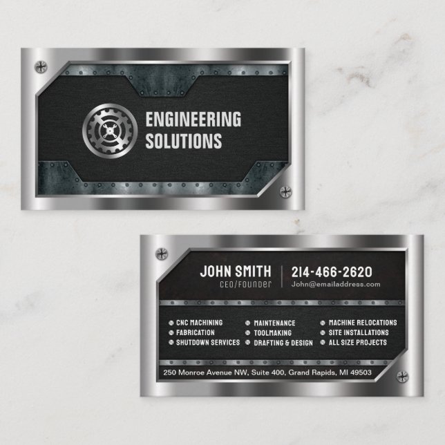 Technik, Mechanik, Metall, Reparatur, Auto Visitenkarte (Vorne/Hinten)