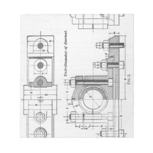 Technik-Plan-Maschinerie Vintag Notizblock