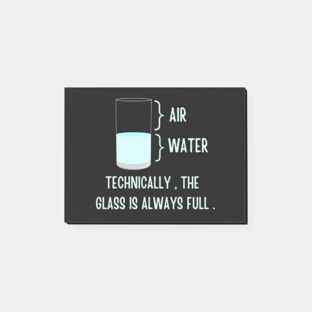 Technisch ist das Glas immer voll Post-it Klebezettel (Vorderseite)