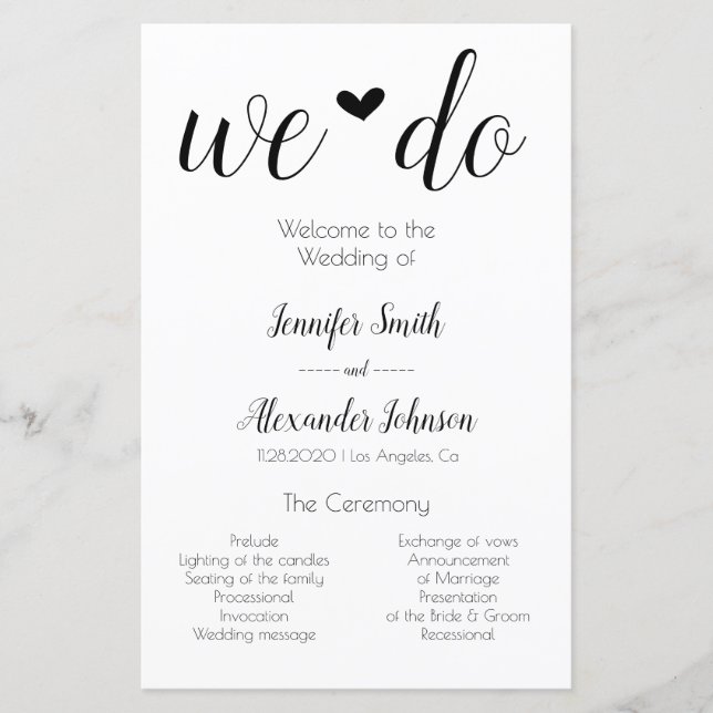 Technisch minimalistisch machen wir Hochzeitsprogr (Vorderseite)