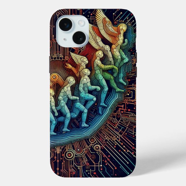 Technische Evolution: Futuristische Schwarz-Weiß-K Case-Mate iPhone Hülle (Rückseite)