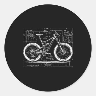 Technische Zeichnung Mountainbike für Downhill MTB Runder Aufkleber