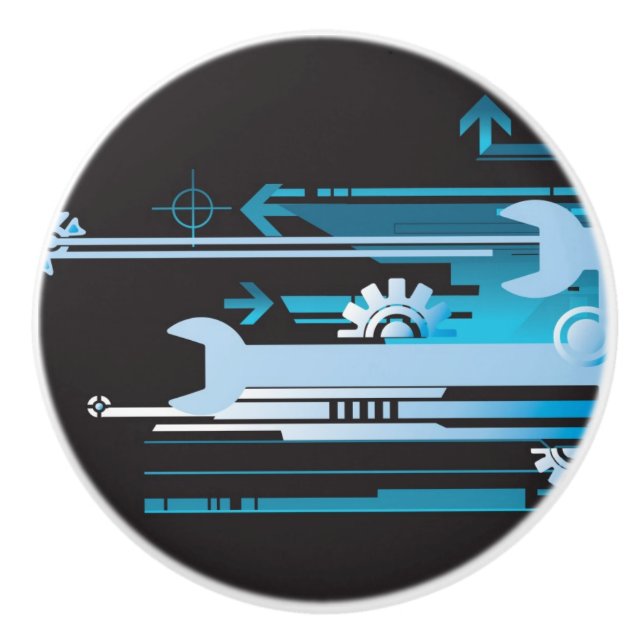 Technischer Halbtonhintergrund 3 Keramikknauf (Vorderseite)