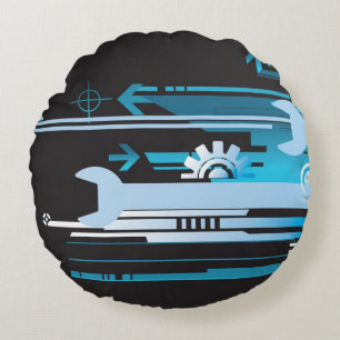 Technischer Halbtonhintergrund 3 Rundes Kissen